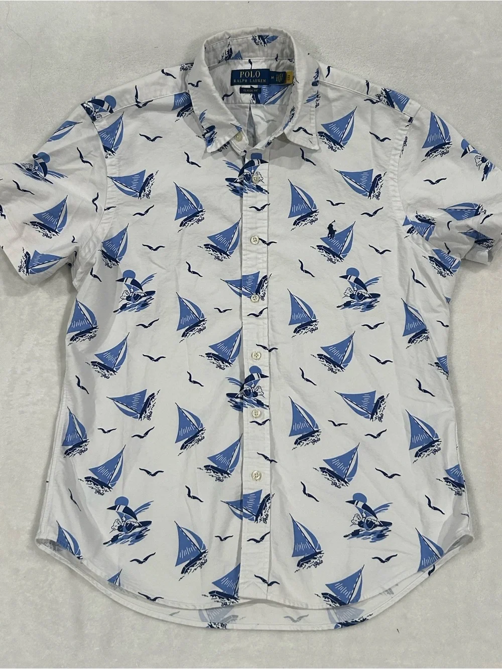 Polo Ralph Lauren Classic Fit Polo Bear button down Oxford Shirt sailboat print